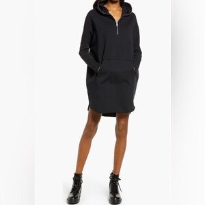 All saints Xonda Long Sleeve Cotton Hoodie Dress Black Medium